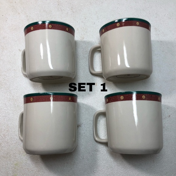 Royal Seasons Stoneware set 4 Coffee Mugs Cups Snowmen Christmas Stocking Set 1 - Picture 3 of 11